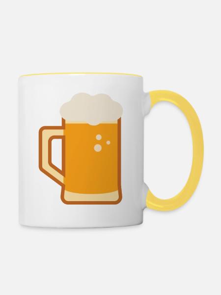 Bierkrug Illustration - Tasse zweifarbig - Weiß/Gelb