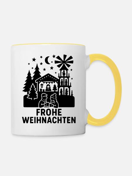 frohe weihnachten weihnachtsmarkt - Tasse zweifarbig - Weiß/Gelb