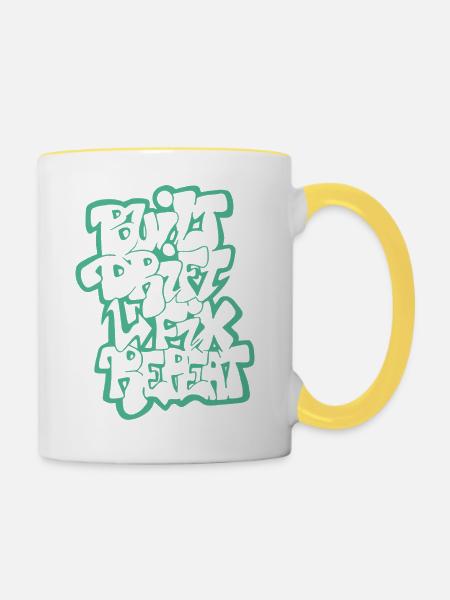 Built Drift Fix Repeat 04 - Tasse zweifarbig - Weiß/Gelb