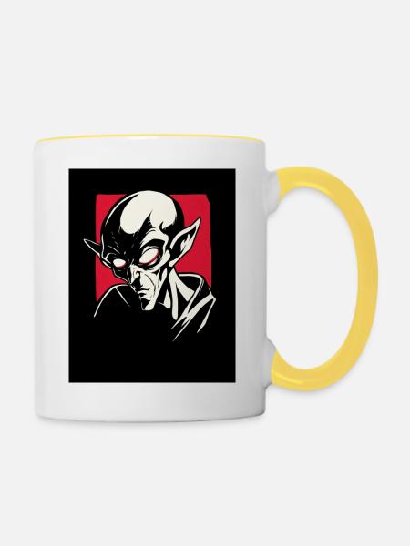 Vampir Nosferatu - Tasse zweifarbig - Weiß/Gelb