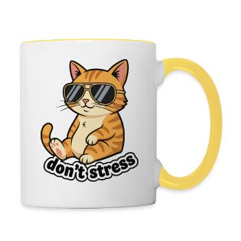 Dont Stress Cat - Contrasting Mug - white/yellow - Right