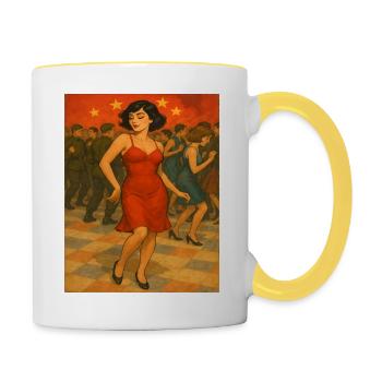 Femme dans la danse de la nuit - Mug contrasté - blanc/jaune - Droite