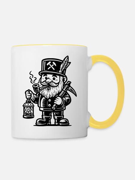 Bergmann Räuchermann Erzgebirge - Tasse zweifarbig - Weiß/Gelb