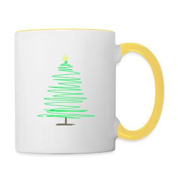 Sapin de Noël Green Doodle - Mug contrasté - blanc/jaune - Droite