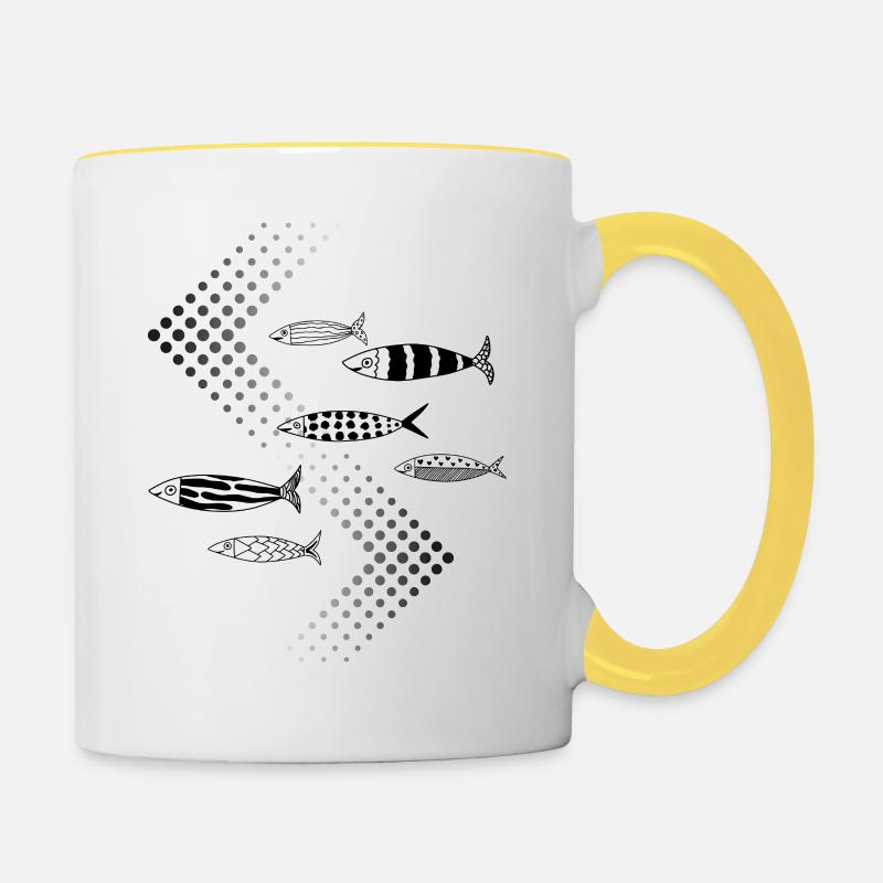 Fish traffic - Contrasting Mug - white/yellow