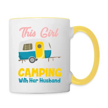 This Girl Loves Camping With Her Husband Design - Contrasting Mug - white/yellow - Right