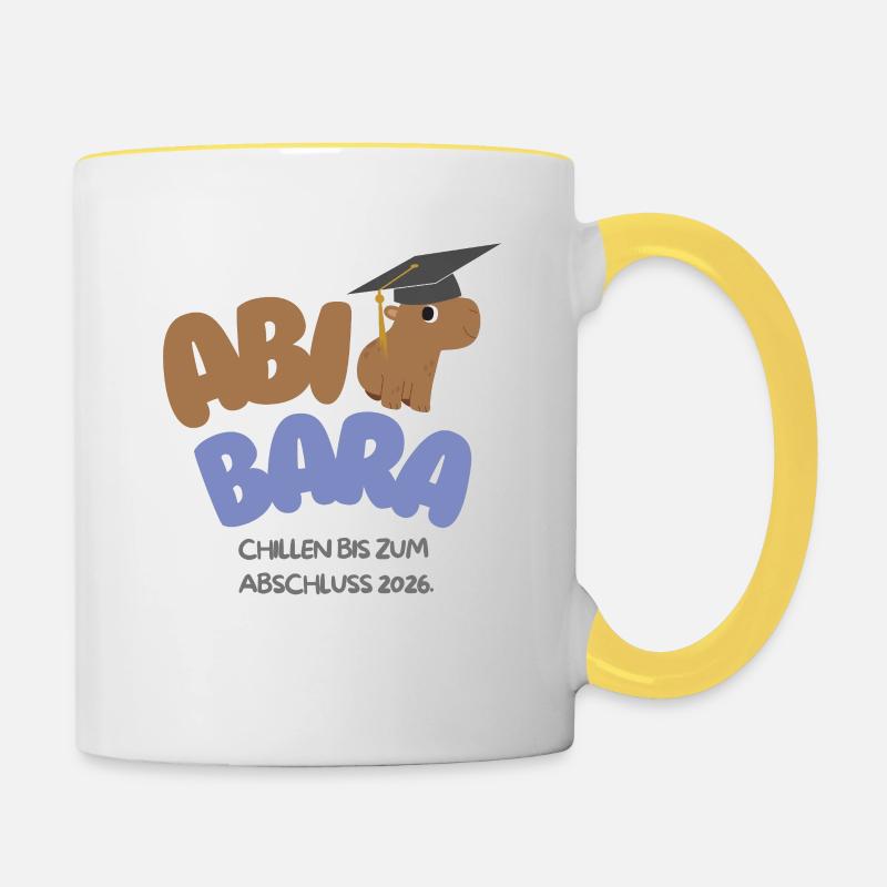 AbiBara 2026 Détendue jusqu’à la remise des diplômes - Mug contrasté - blanc/jaune