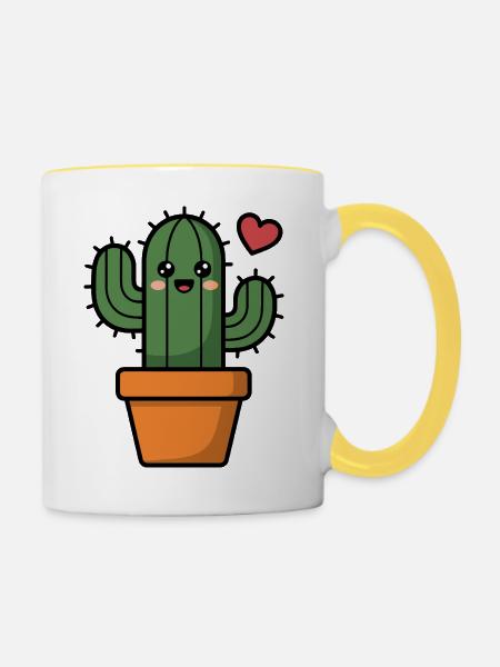 Kaktus - Tasse zweifarbig - Weiß/Gelb
