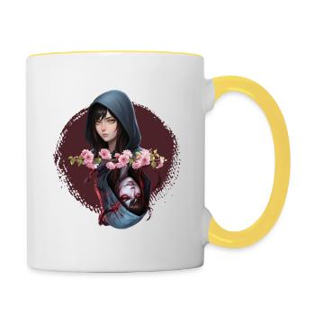 Hooded Noir Flower Rose - Contrasting Mug - white/yellow - Right