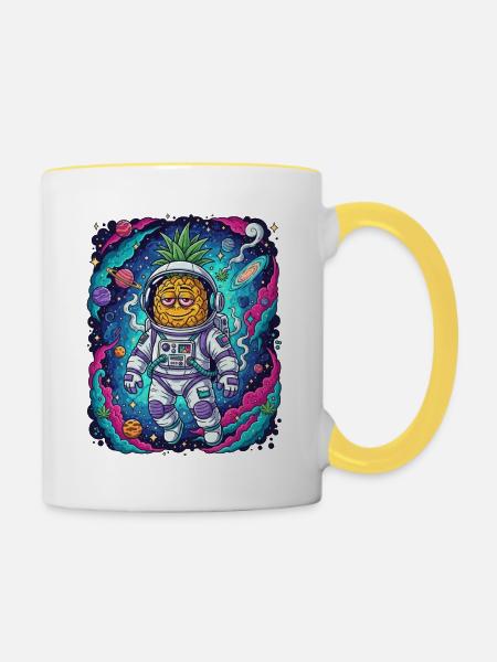 Smokey Space Ananas - Tasse zweifarbig - Weiß/Gelb
