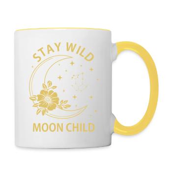 Reste Sauvage, Enfant de la Lune - Mug contrasté - blanc/jaune - Droite