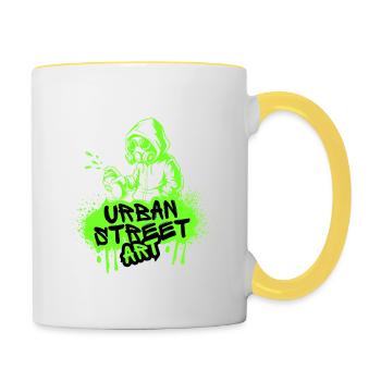 Neon Street Art Spray - Tasse zweifarbig - Weiß/Gelb - Rechts