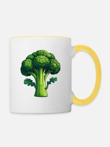 Brokkoli - Tasse zweifarbig - Weiß/Gelb