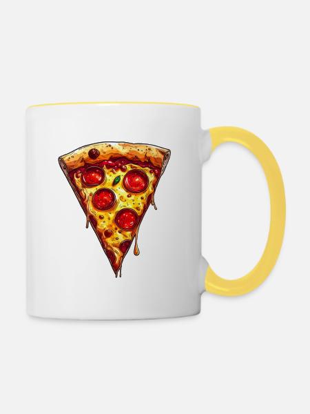 Pizza - Tasse zweifarbig - Weiß/Gelb