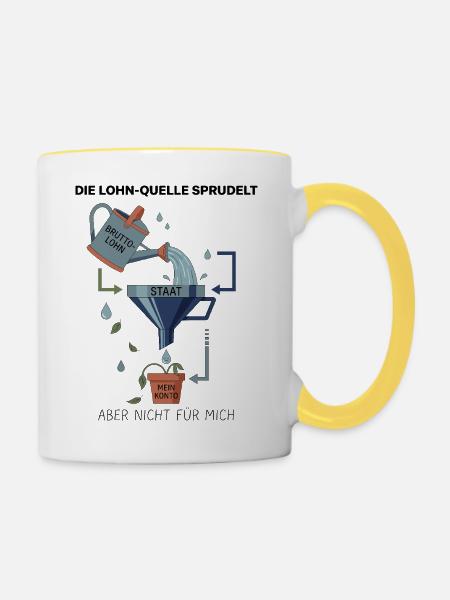 Der Staats Trichter - Tasse zweifarbig - Weiß/Gelb