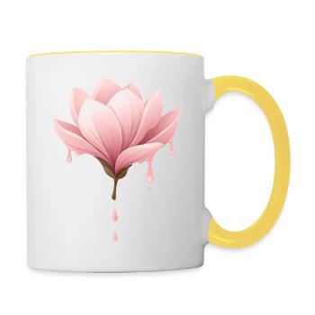 Magnolia Blossom Illustration Dripping Flower - Contrasting Mug - white/yellow - Right