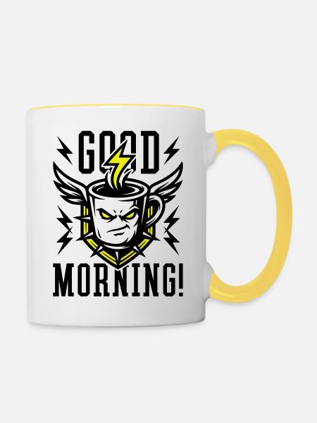 Good Morning Kaffeetasse Blitz Gelb - Tasse zweifarbig - Weiß/Gelb