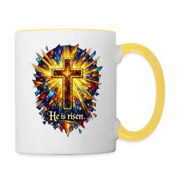 Il est ressuscité - Mug contrasté - blanc/jaune - Droite