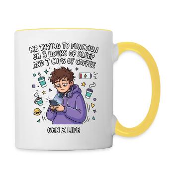 Gen Z Life Lack of Sleep Coffee - Contrasting Mug - white/yellow - Right