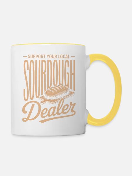 Lokaler Support für Sauerteighändler - Tasse zweifarbig - Weiß/Gelb