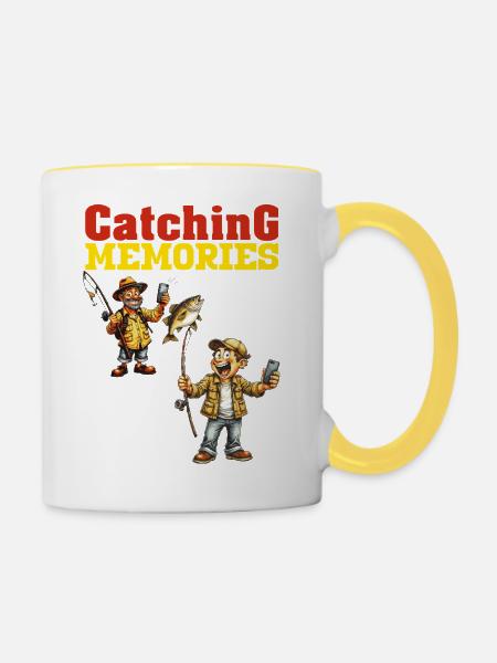 Erinnerungen fangen - Tasse zweifarbig - Weiß/Gelb