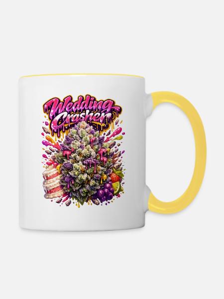 Hochzeitscrasher Graffiti-Kunstdruck - Tasse zweifarbig - Weiß/Gelb