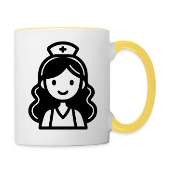 Krankenschwester - Tasse zweifarbig - Weiß/Gelb - Rechts
