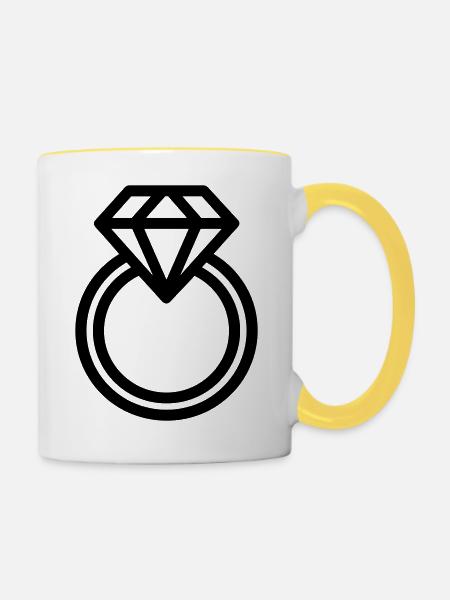 Diamantring - Tasse zweifarbig - Weiß/Gelb