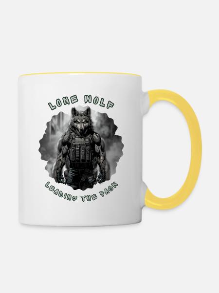 Lone Wolf Commando – Taktischer Alpha-Soldat - Tasse zweifarbig - Weiß/Gelb