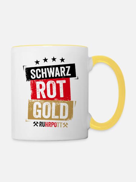 Schwarz Rot Gold Ruhrpott - Tasse zweifarbig - Weiß/Gelb