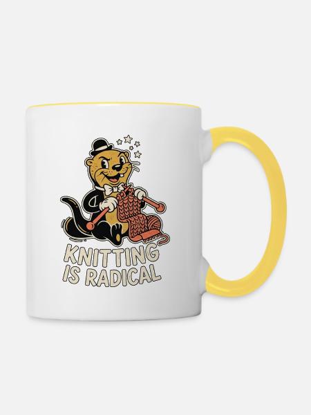 Knitting Otter - Tasse zweifarbig - Weiß/Gelb