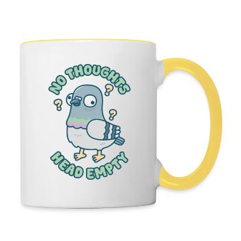Mème mignon Pigeon drôle sans pensées tête vide - Mug contrasté - blanc/jaune - Droite