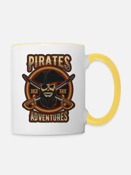 Pirate Gold Raid-Patch - Tasse zweifarbig - Weiß/Gelb