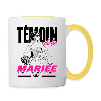 Témoin de la Mariée Glam Chic - Mug contrasté - blanc/jaune - Droite