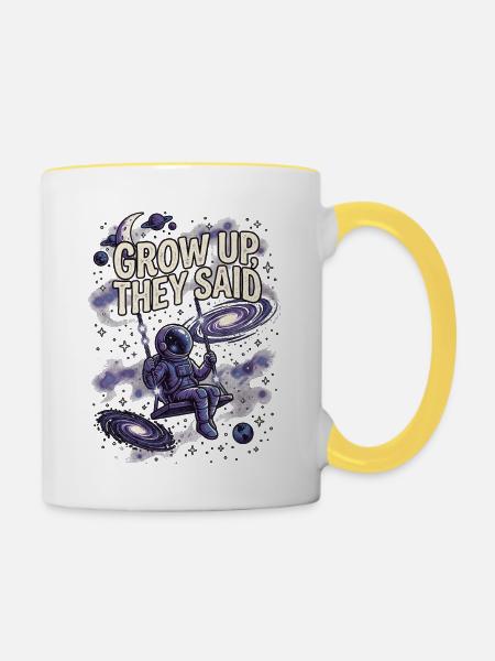Grow Up - Tasse zweifarbig - Weiß/Gelb