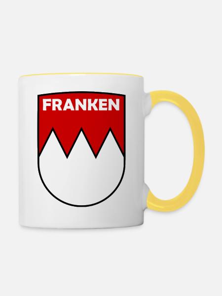 Franken Crest Logo - Tasse zweifarbig - Weiß/Gelb
