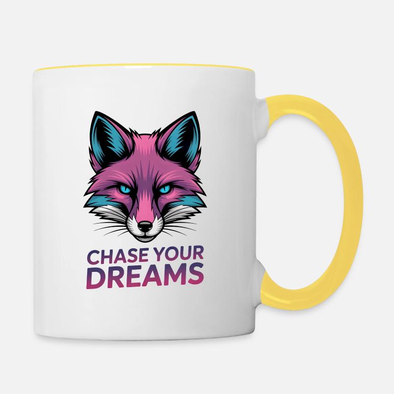 Rêves de chasse au renard - Mug contrasté - blanc/jaune