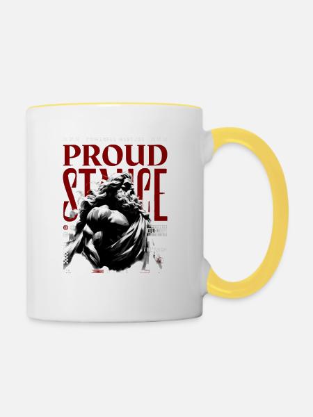 Stolzer Stil: Kraftvolle Silhouette - Tasse zweifarbig - Weiß/Gelb