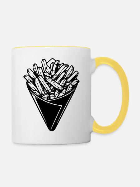 cornet_de_frites - Tasse zweifarbig - Weiß/Gelb