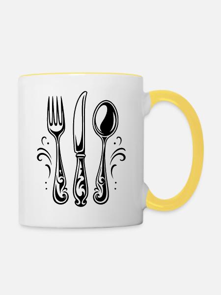Besteck - Tasse zweifarbig - Weiß/Gelb