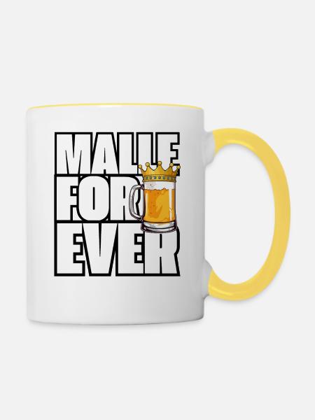 Malle for ever - Tasse zweifarbig - Weiß/Gelb