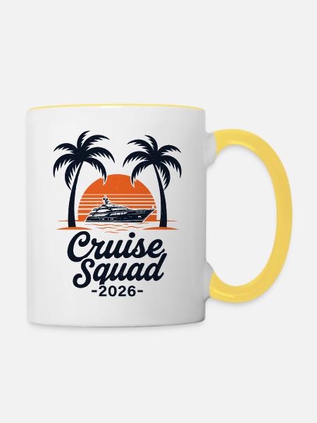 Cruise Squad 2026 Sunset Yacht - Tasse zweifarbig - Weiß/Gelb