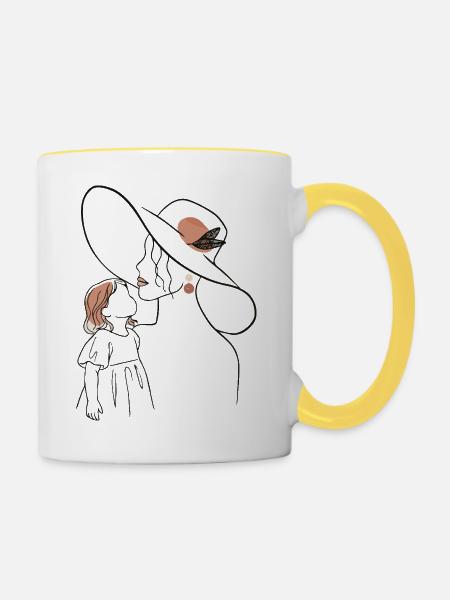 Mutter und Tochter - Tasse zweifarbig - Weiß/Gelb