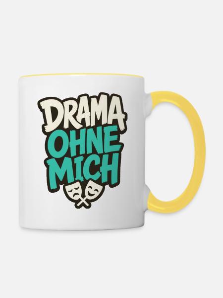 DRAMA OHNE MICH - Tasse zweifarbig - Weiß/Gelb