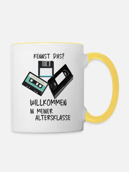 Retro Tech Humor Altersklasse - Tasse zweifarbig - Weiß/Gelb