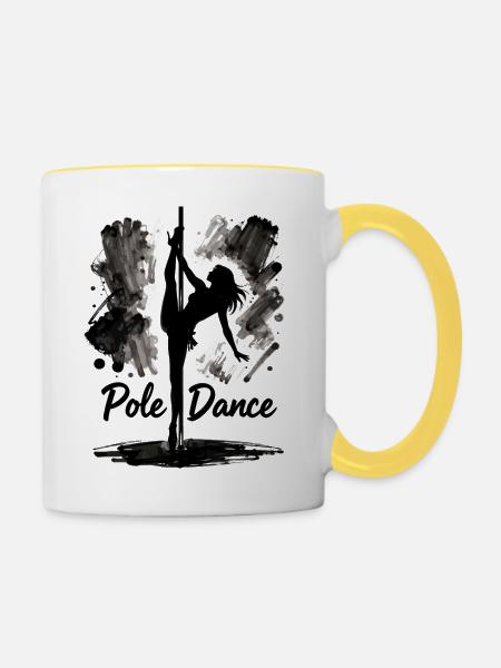 Pole Dance Silhouette – Ästhetische Kunst - Tasse zweifarbig - Weiß/Gelb