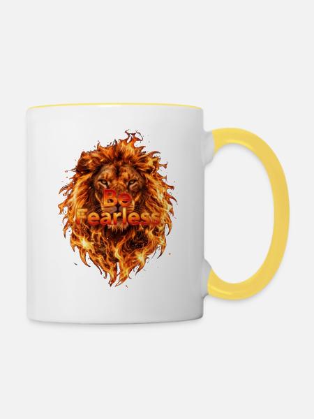 Be Fearless Flammenlöwe - Tasse zweifarbig - Weiß/Gelb