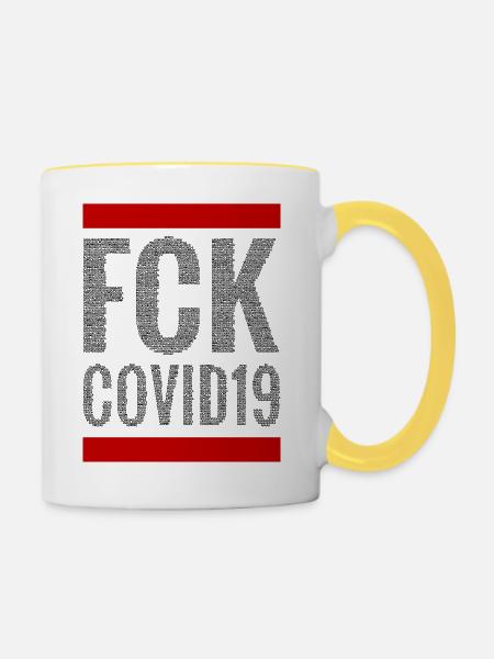 FCK COVID19 (dark) - Tasse zweifarbig - Weiß/Gelb