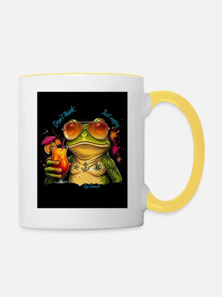 Sonniger Frosch Cocktail - Tasse zweifarbig - Weiß/Gelb