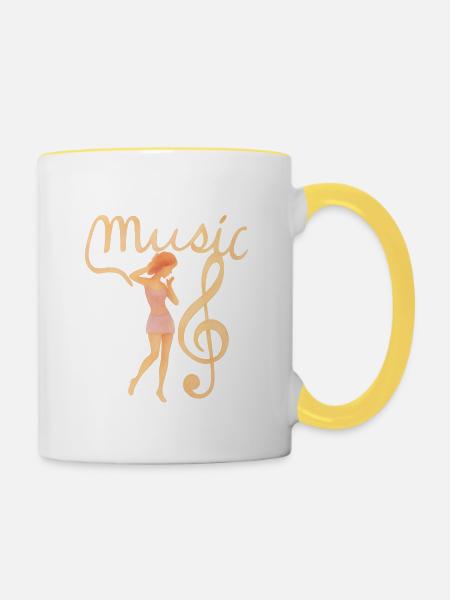 Tänzer mit Violinschlüssel - Tasse zweifarbig - Weiß/Gelb